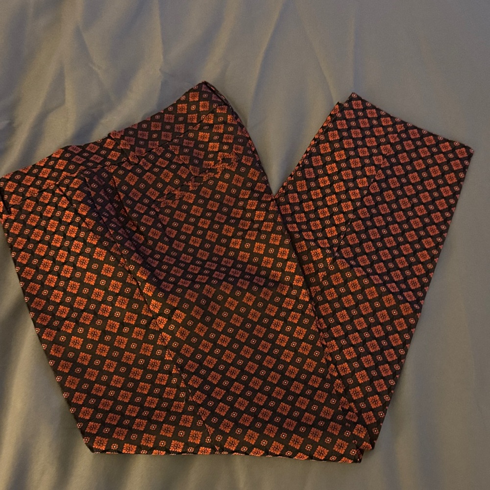 J. Crew Geometric Black and Orange Cropped Pants